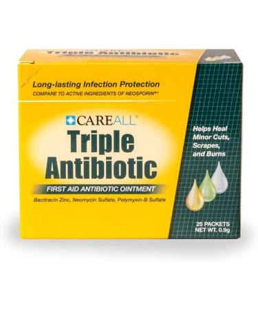 CareALL Triple Antibiotic Ointment 0.9gr Foil Packets - 25 Pack | First Aid for Scratches & Wounds | Prevents Infection | Compare to Leading Brand | 0.9 Gram - Buy Online on GoSupps.com