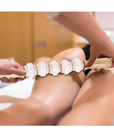 Wooden Fascia Roller - Anti-Cellulite Massage Device for Body Shape & Muscle Relaxation | Gua Sha Massage Roller with Handle - Buy Online on GoSupps.com