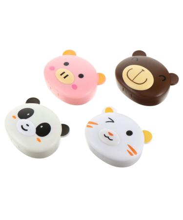 HEALLILY 4Pcs Contact Lens Travel Kit Case Box Soak Storage with Mirror Bottle Tweezers Stick Remover Tool for Daily Outdoor