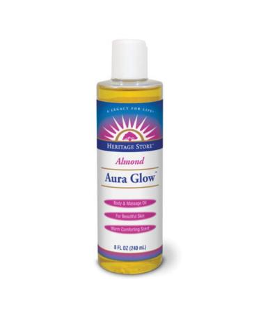 HERITAGE STORE Aura Glow Almond Body Oil with Sweet Almond Oil  Nourishing and Moisturizing Body Oil for Dry Skin & All Skin Types  Excellent Bath  Massage Oil and Carrier Oil  Almond Scent  8oz