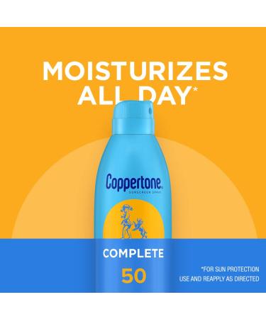 Coppertone COMPLETE SPF 50 Sunscreen Spray Pack - Water Resistant, Lightweight Moisturizing Formula - 5.5 Oz (Pack of 3) - Buy Online on GoSupps.com