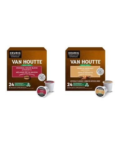Van Houtte Original House Decaf K-Cup Coffee Pods 24 Count For Keurig Coffee Makers & Vanilla Hazelnut Decaf K-Cup Coffee Pods 24 Count For Keurig Coffee Makers