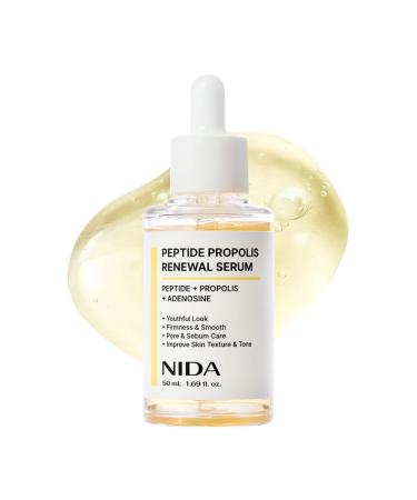 NIDA Peptide Propolis Renewal Serum | Peptide Complex Propolis Extract Adenosine | Youthful Look Wrinkles Fine Lines Pore & Sebum Care | 1.69 fl.oz. 50ml (Updated)