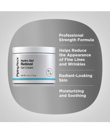 Piping Rock Retinol Cream for Face 4 oz | Hydrating Hydro Gel Moisturizer | Premium Skincare Solutions - Buy Online on GoSupps.com