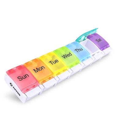 AUVON Pill Box 2 Times a Day, Weekly Pill Organizer AM PM with 7