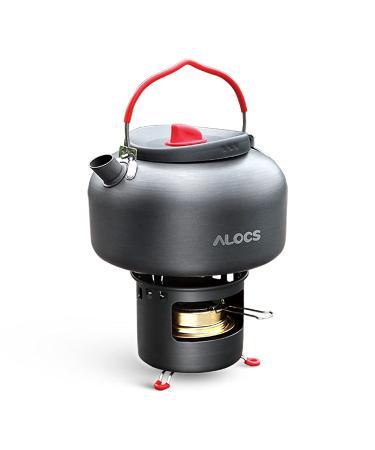 Alocs Camping Kettle, Premium Portable Ultra Outdoor Camping Tea Kettle Compact Lightweight Coffee Pot Alcohol Stove Tea Set