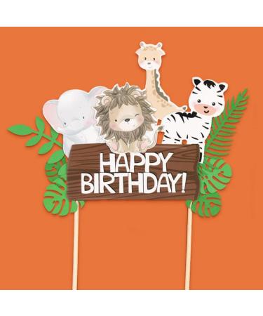 Jungle Animal Cake Toppers for Giraffe Lion Theme Party Happy Birthday Cake Topper Cupcake Decoration for Girls Boys Party Supplies for Jungle Theme Birthday Party(Multicolor) - Buy Online on GoSupps.com