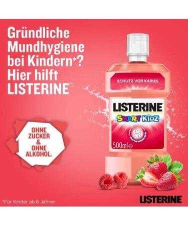 Buy Listerine Smart Kidz Mild Berry Mouthwash - Alcohol & Sugar-Free Antibacterial Protection for Kids (500ml Pack of 4) - Ideal for Ages 6+ - Buy Online on GoSupps.com