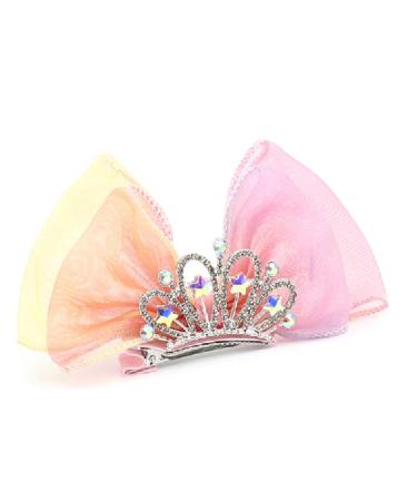 Hot&Sattion 2 Pack Crown Shaped Bow Hair Clips for Girls - Sparkly Metal Snap Barrettes for Kids - Cute Hair Styling Accessories - Buy Online on GoSupps.com