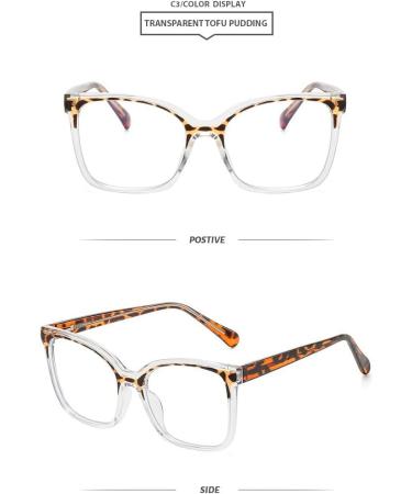 Tr90 Blue Light Blocking Glasses for Men & Women | Anti-UV Computer & Reading Glasses - Clear-Leopard 56mm - Buy Online on GoSupps.com