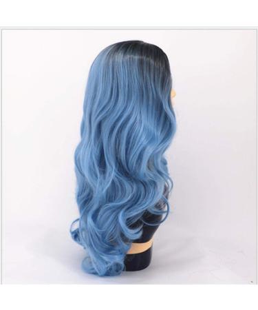 BGHJUE African Wig Blue Long Roll Hair Synthetic Lace Front Wigs For Black Women Soft Hair Heat Resistant Hair