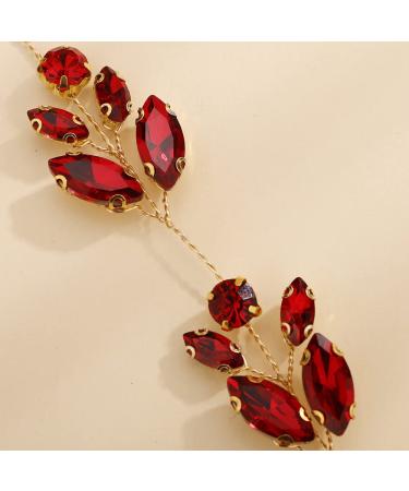 Teyglen Crystal Bride Wedding Headband | Red Rhinestone Bridal Hair Vine - Buy Online on GoSupps.com