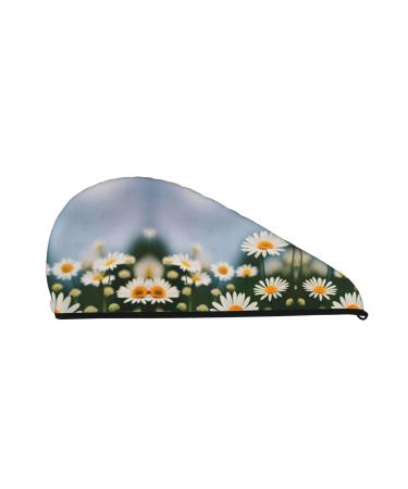 Daisy Flowers Coral Velvet Dry Hair Cap Quick-Dry Hair Towel Wrap for Women and Men Ideal for Travel & Home