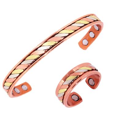 LONGRN-Pure Copper Magnetic Ring & Bracelet Adjustable Size for Women