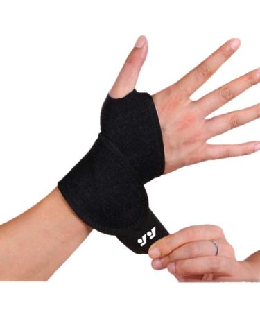 Ovyuzhen Wrist Compression Strap and Support Wrist Brace Sport Unisex One Size Adjustable for Fitness Weightlifting Tendonitis Carpal Tunnel Arthritis Wrist Pain Relief One Size (Pack of 1) Black
