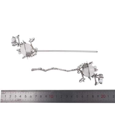Pokinge China Style Pearl Hairpins Zinc Alloy Leaf Hair Accessories Vintage Round Moon Hair Forks Classic Simple Headwear Gifts for Women Girls(A) - Buy Online on GoSupps.com
