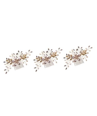 minkissy pearl hair comb Wedding Headpiece Wedding Flower Hair Comb bridal leaf flower hair wedding hair clips for brides Bride Wedding Headdress Metal crystal Comb