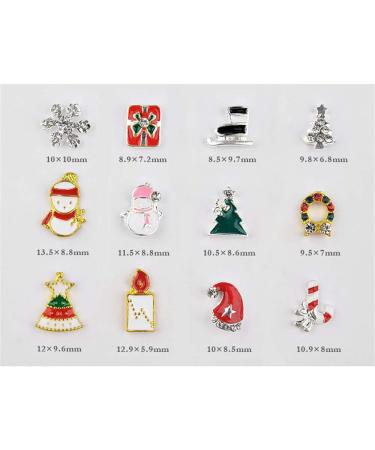 12 Shapes 3D Metal Christmas Nail Art Decoration Slice Alloy Jewelry Glitter Rhinestones Nail Stickers Decal Foil Wheel DIY Tools Manicure (02) - Buy Online on GoSupps.com