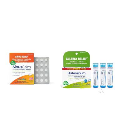 Boiron SinusCalm Tablets 120 Count & Histaminum Hydrochloricum Allergy Relief Pack of 3 Total 240 Pellets