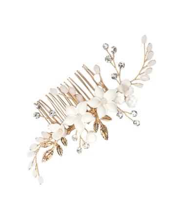 HONMEET Bridal Headwear Hair Accessories for Women Side Comb for Hair Decorative Hair Combs Hair Comb Clips Hair Accessories for Bride Wedding Bride Headpiece Flower Hair Comb Alloy