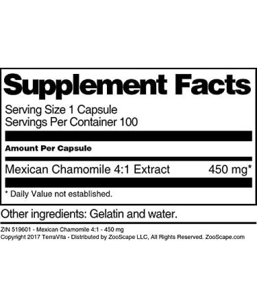 Mexican Chamomile 4:1-450 mg (100 Capsules ZIN: 519601) - Buy Online on GoSupps.com