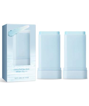 2PC Sheghy Cotton Soft Sun Stick SPF50+ Korean Skin Care Sunscreen Stick Lightweight Hydrating Tinted Facial Sunscreen Moisturizing Protector Solar Sunblock for Face and Body Refreshing & Non-Greasy