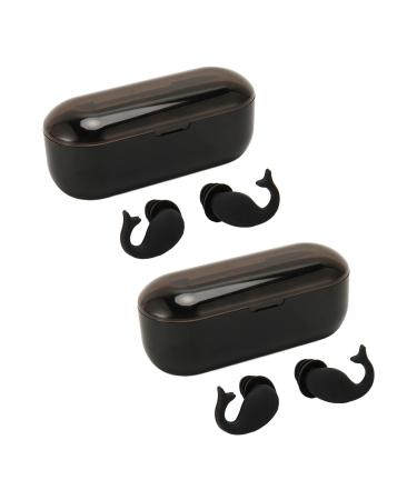 Sleeping Earplugs Silicone Earplugs Super Soft Black 2 Pair NRR 40dB Triple Protection for Noisy Places