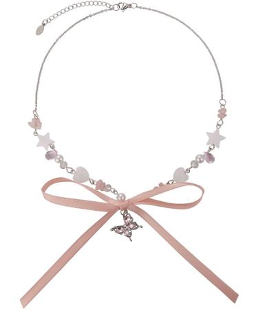 Cute Butterfly Necklace for Women & Girls | SOUTHJIELING Bow Necklace in Rose - Shop Now! - Buy Online on GoSupps.com