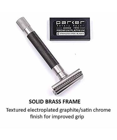 Buy Parkers Semi Slant Safety Razor & 5 Premium Double Edge Blades - Graphite | International Shipping Available - Buy Online on GoSupps.com