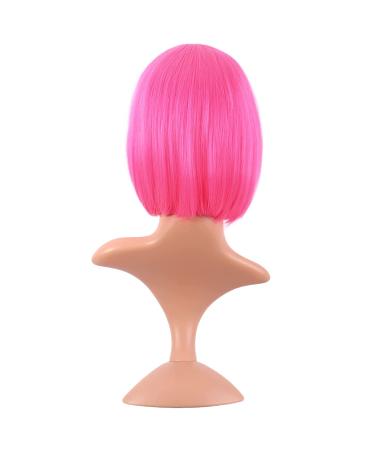 MapofBeauty Neon Pink 12 Synthetic Bob Wig with Bangs - Fashionable Short Hair - Buy Online on GoSupps.com