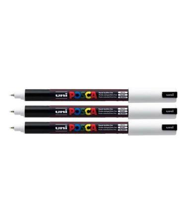 Uni Posca PC-1MR White Colour Paint Marker Pens Ultra Fine 0.7mm Calibre Tip Nib Writes On Any Surface Glass Metal Wood Plastic Fabric (Pack of 3) - Buy Online on GoSupps.com