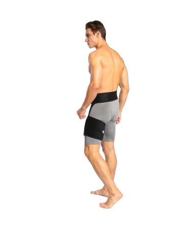 Groin Compression Wrap & Hip Thigh Support Brace | Adjustable Sciatica Wrap for Men & Women | Thigh Support for Sprains - Buy Online on GoSupps.com