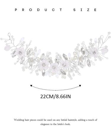 Vakkery Bride Flower Wedding Hair Vine Silver Pearl Headpieces Crystal Bridal Hair Accessories for Women and Girls - Buy Online on GoSupps.com