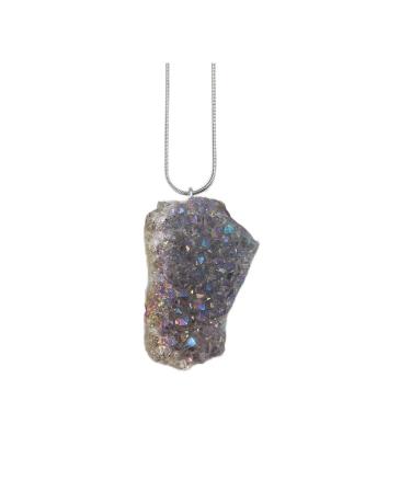 Crystal Stone Natural Crystal Amethyst Cluster Pendant Irregular Gemstone Necklace Presents