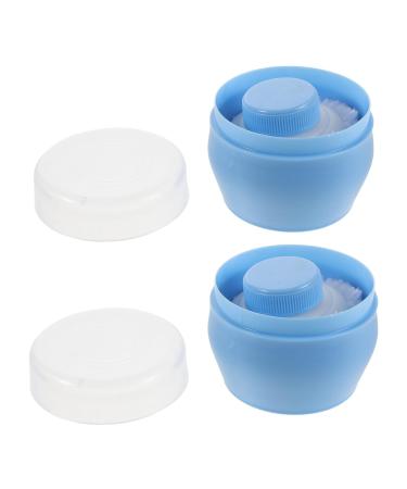 Lot de 2 Bo tes Poudre Portables avec Houppettes Douces Bleu Ciel Conteneurs Rechargeables pour B b Applicateurs Compacts pour Soin Peau pour Voyages et Usage