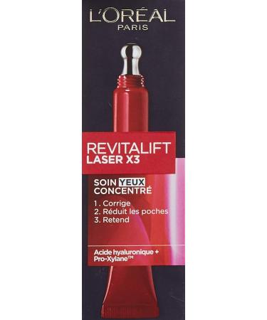L'Or al Paris Revitalift Laser X3 Eye Care - Triple Action Anti-Aging Anti-Folds Multi-Correction with Hyaluronic Acid & Pro-Xylane - 15ml for All Skin Types - International Shipping Available - Buy Online on GoSupps.com