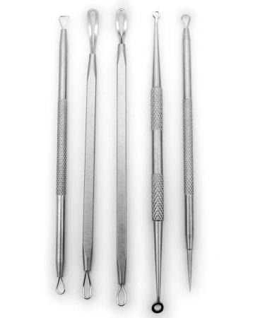 KAV Comedone Extractor Kit 5-Piece Blackhead Remover Tool Set with Storage Case for Acne Prone Skin - Stainless Steel Pimple and Blemish Extractor Tools for Deep Cleansing - Buy Online on GoSupps.com