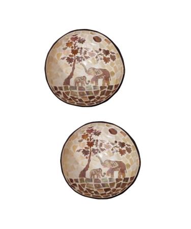 2 Pcs Coconut Shell Dishes Astronaut Wall Hook Coconut Bowl Decoration Work Desk Decor Candy Snacks Bowl Fruit Bowl Coconuts Shell Bowl Bling Decor Key Bowl Manual Wooden Lip Gloss 15X7CMx2pcs As Shownx2pcs