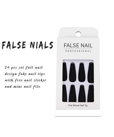 Zoestar Extra Long Ballerina Matte Black Press On Nails | 24pcs Acrylic Fake Nails for Women & Girls - International Shipping Available - Buy Online on GoSupps.com