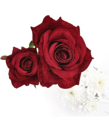 SOLUSTRE Flower Hairpin Rose Hair Clip Elegant Flower Bobby Pin Women Rose Flower Hair Accessories for Ladies Girls Valentines Day Decoration Wine Red - Buy Online on GoSupps.com