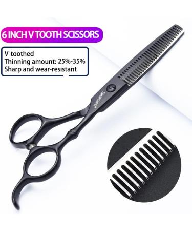 SHARONDS 440C Black Hair Cutting Scissors Set - 6 Inch & 7 Inch Thinning Shears | Professional Quality 2 Piece Set for Salon & Home Use | International Shipping Available - Buy Online on GoSupps.com