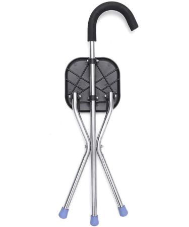 Portable 2-in-1 Crutches Stainless Steel Lightweight Folding with 3-Legged Stool Elderly Travel Walking Black Crutches It's so Kind of You Safehappy - Buy Online on GoSupps.com