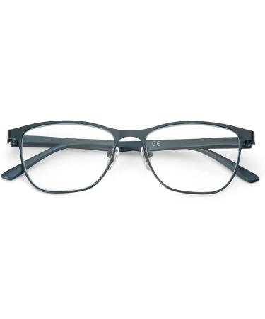 MMOWW Men's Rectangular Reading Glasses | Light Blue Metal Frame | Spring Hinges | Blue Light-Blocking | 1.5x Magnification - Buy Online on GoSupps.com