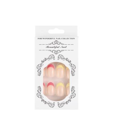Sethexy Snake Line False Nails - 24 Stunning Abstract Oval Acrylic Nail Tips in Pink for Women & Girls - Easy Press-On Fingernails - Buy Online on GoSupps.com