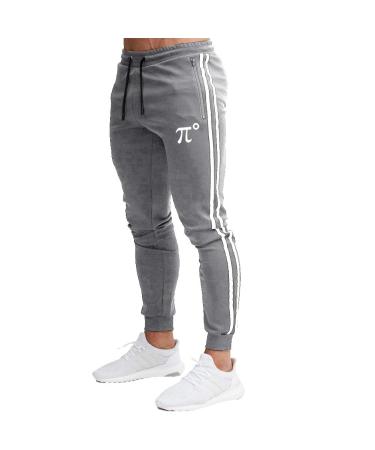 PIDOGYM Men's Slim Striped Jogger Pants,Tapered Sweatpants for Training,Running,Workout Light Grey Medium