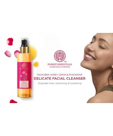 Forest Essentials Delicate Facial Cleanser Mashobra Honey Lemon & Rosewater | Ayurvedic Face Wash | Sulphate Free Glowing Skin | Nourishing Natural Gel Based Face Wash | Unisex | 130 ml - Buy Online on GoSupps.com
