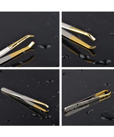 Fomiyes Stainless Steel Eyebrow Tweezers - Precision Hair Removal & Eyelash Extension Kit (2 Pieces) | International Shipping Available - Buy Online on GoSupps.com