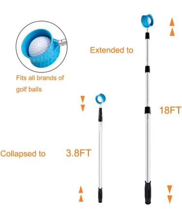 TRUE Golf Ball Retriever - 12ft, 15ft, 18ft Aluminum Alloy Telescopic | Water Golf Ball Picker & Grabber - Golf Accessories & Gift - Buy Online on GoSupps.com