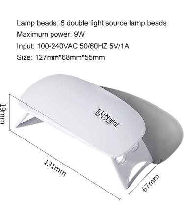 Nail Dryer Lamp Mini Nail Art 6W LED UV Portable Nail Dryer Curing Lamp Light For Gel Based Polish USB Power With 45s/60s Timer Setting Nail Accessories - Buy Online on GoSupps.com