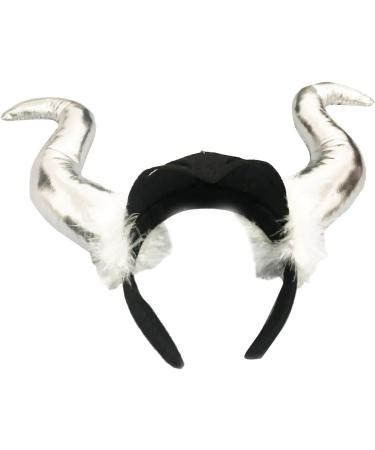 amangul Furry Devil Horn Headband for Adult with Face Mask Gold Stamping Hairhoop Kids Halloween Headdress Cosplay Headpieces(D) - Buy Online on GoSupps.com